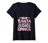 Femme Cher Père Noël, ce n'était Pas Moi, Je suis Toujours au Dance Ballet Christmas T-Shirt avec Col en V