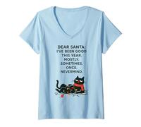 Femme Cher Père Noël, J'Ai été Gentil Cette année, Surtout Noël avec des Chats T-Shirt avec Col en V