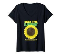 Femme Cherchez la lumière, Une déclaration Positive et Heureuse T-Shirt avec Col en V