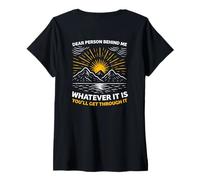 Femme Chère Personne derrière Moi Motivation Positive pour la santé mentale T-Shirt avec Col en V