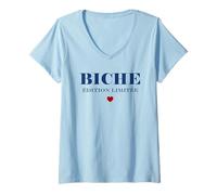 Femme Chérie Petit Nom Bichette biche Amour Fille surnom Biche T-Shirt avec Col en V