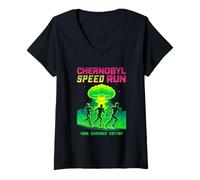 Femme Chernobyl Speed Run 1986 Retro Funny T-Shirt avec Col en V