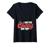 Femme Cherry I Am The Cherry on Top Cerises Fruit Drôle T-Shirt avec Col en V