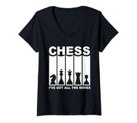Femme Chess I've Got All the Moves, joueur d'échecs rétro T-Shirt avec Col en V