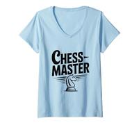 Femme Chess Master Knight se déplace pour Les Joueurs d'échecs passionnés T-Shirt avec Col en V