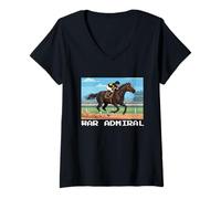 Femme Cheval Amiral de Guerre, Course de Chevaux, Del Mar, Santa Anita, Cheval T-Shirt avec Col en V