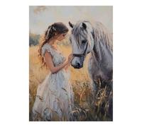 Femme Cheval Champ 1000 Pièces Mini Puzzle pour Adolescents Éducatif | 38x26cm Carton Décoration Salle de Séjour Découpe Précise Cadeau Anniversaire Relaxation