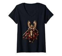 Femme Cheval de Combat Hussar ailé polonais T-Shirt avec Col en V