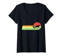 Femme Cheval de Course au Trot équestre Chevaux Course de Trotting T-Shirt avec Col en V
