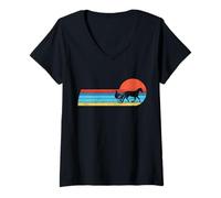 Femme Cheval de Course au Trot équestre Chevaux Course de Trotting T-Shirt avec Col en V