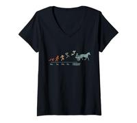 Femme Cheval de Course au Trot Vintage Harness-Racing Trotting T-Shirt avec Col en V