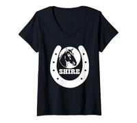 Femme Cheval de Shire - Hippologie équestre, hippologie, Jockey T-Shirt avec Col en V