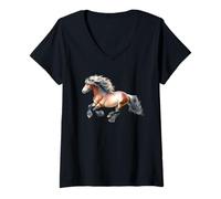 Femme Cheval de trait Shire Horse T-Shirt avec Col en V