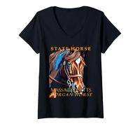 Femme Cheval du Territoire du Massachusetts The Morgan Horse T-Shirt avec Col en V