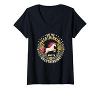 Femme Cheval, est-ce Que tu réfléchis trop à ce Que Je Pense trop T-Shirt avec Col en V