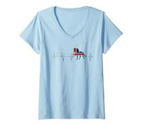 Femme Cheval islandais Drapeau nordique Islande battement de cœur T-Shirt avec Col en V