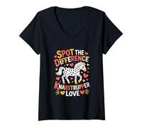 Femme Cheval Knabstrupper « Spot The Difference » T-Shirt avec Col en V