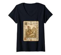 Femme Chevalier Oiseau sur Escargot Marginalia Buhurt Hema LARP T-Shirt avec Col en V