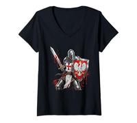 Femme Chevalier Polonais du Christ - Chevalier Catholique T-Shirt avec Col en V