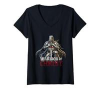 Femme Chevaliers Templiers : Guerrier du Christ T-Shirt avec Col en V