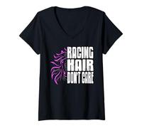 Femme Chevauchée Et Cheveux Au Vent Amusant T-Shirt avec Col en V