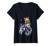 Femme Chevaux d'halloween T-Shirt avec Col en V