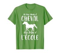 Femme Chevaux Née pour Monter À Cheval Equitation Fille T-Shirt, Homme, Herbe, L