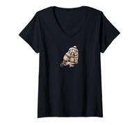 Femme Chevêche d'Athéna Tricots Biologiste Ornithologue Oiseau T-Shirt avec Col en V