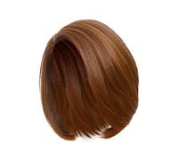 Femme Cheveux Courts Coupe Mi-long Cheveux Raides Fendu sur le côté Frange Tête de Poire Marron Dorée Perruques Courtes Pour Femmes