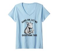 Femme Chèvre drôle, Laissez-Moi trop Penser T-Shirt avec Col en V