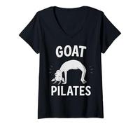 Femme Chèvre Pilates Drôle Yoga Entraînement Instructeur Fitness Humour T-Shirt avec Col en V