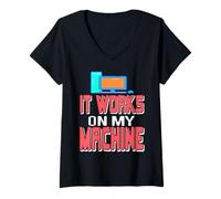 Femme Chez Moi Ça Marche Humour Dev Débogage Code T-Shirt avec Col en V