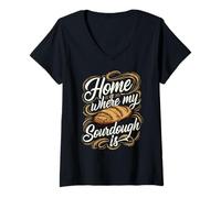 Femme chez Moi, là où se Trouve Mon levain, Pâtisserie T-Shirt avec Col en V
