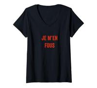 Femme Chic Funny Je M'en Fous Slogan Français Voyage T-Shirt avec Col en V