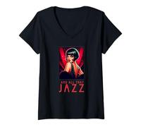 Femme Chicago and All That Jazz Art Deco Théâtre Musical des années 1920 T-Shirt avec Col en V