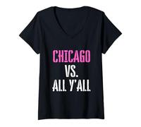 Femme Chicago Contre Argot Vintage de Chicago T-Shirt avec Col en V