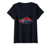 Femme Chickamauga Lake Tennessee TN Flag Équipement de pêche au Bar T-Shirt avec Col en V