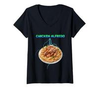 Femme Chicken Alfredo Meme Bootleg Rap Style années 90 Vintage Drôle T-Shirt avec Col en V