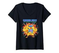 Femme Chicken Game Don't Look at The Chicken Funny Gamer Joke T-Shirt avec Col en V