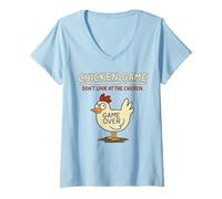 Femme Chicken Game Don't Look at The Chicken Meme Kids Christmas T-Shirt avec Col en V