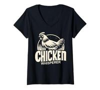 Femme Chicken The Chicken Whisperer Chickens Animal Farm T-Shirt avec Col en V