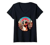 Femme Chien à Istanbul Türkiye et Vacances Turques T-Shirt avec Col en V