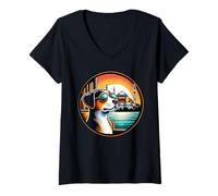 Femme Chien à la mosquée Sainte-Sophie à Türkiye T-Shirt avec Col en V