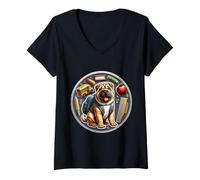 Femme Chien chinois Shar-Pei pour la rentrée scolaire T-Shirt avec Col en V