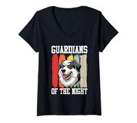Femme Chien De Alabai Guardians of The Night T-Shirt avec Col en V