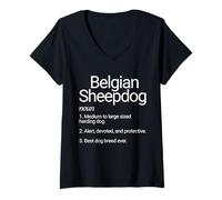 Femme Chien de Berger Belge Race Chiot Mignon Berger Belge T-Shirt avec Col en V