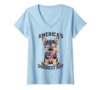 Femme Chien de berger le plus fidèle de l'Amérique T-Shirt avec Col en V