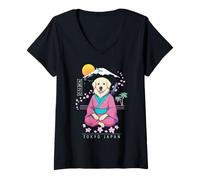 Femme Chien de Montagne des Pyrénées T-Shirt avec Col en V
