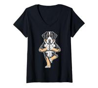 Femme Chien de Montagne Suisse de Yoga Chiot drôle Asana T-Shirt avec Col en V