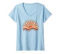 Femme Chien de Plage rétro d'été Cadeau Maman Sandy Paws Tiny Hands T-Shirt avec Col en V